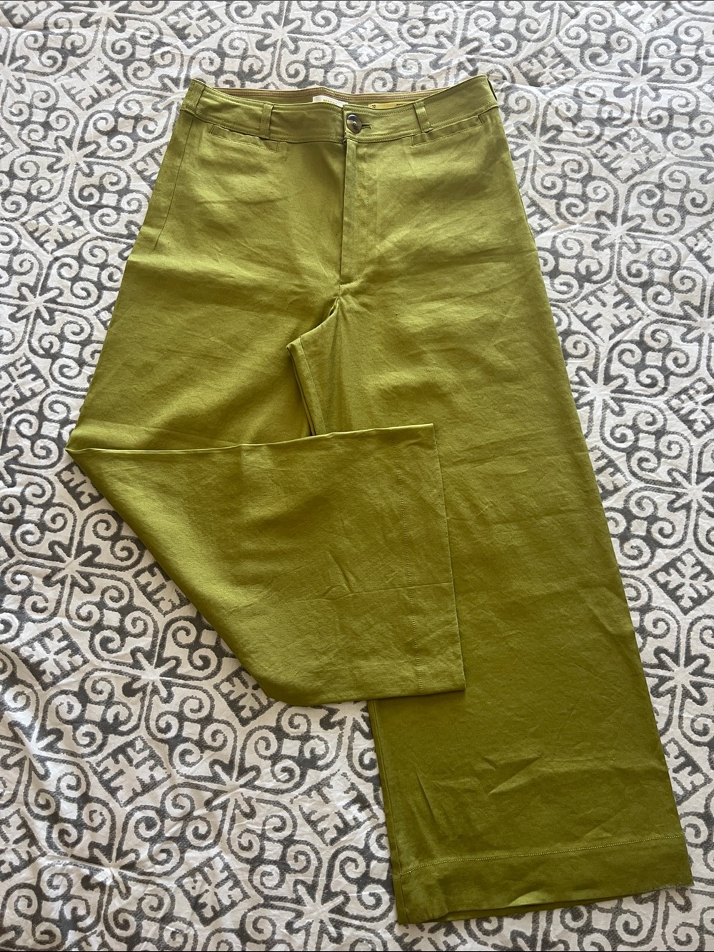 Maeve Chartreuse Wide-Leg Pants